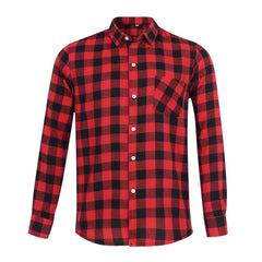 Harbyel plaid dog shirt closeup shows breathable cotton and neat button closure.