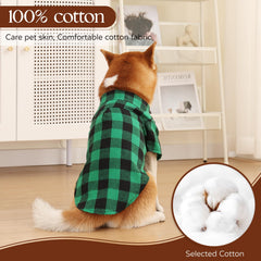 Harbyel plaid dog shirts on dog demonstrate breathable cotton fabric in action