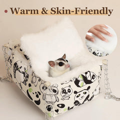 HardcorePet hamster-bed-faux-rabbit-fur-lining provides warm, plush comfort.