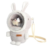 HardcorePet hamster carrier rabbit shape grey front view for easy travel with small pets.