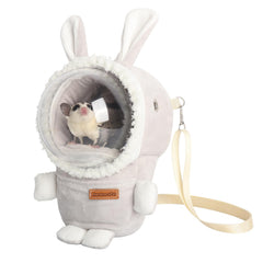 HardcorePet hamster carrier rabbit shape grey front view for easy travel with small pets.