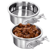 Harhana Kennel Water Bowl 2-pack side view, rust-resistant stainless steel for cage setups.