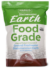 Harris Diatomaceous Earth 5lb packaging shows OMRI-listed, chemical-free soil amendment potential