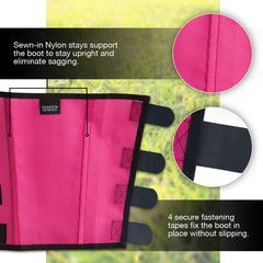 Harrison Howard fly boots stomp-reducing-pvc demonstrates sturdy shield against debris