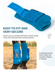 Harrison Howard Azure L closure system close-up shows secure hook-and-loop buckles