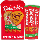 Hartz Delectables Squeeze Up tube closeup with rich creamy puree for hand feeding