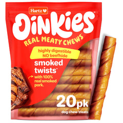 Hartz Oinkies twists ahumados en empaque sellado para conservar frescura