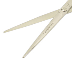 HASHIMOTO dog straight scissors blade close-up reveals sharp 440C steel for precise cuts