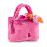 Haute Diggity Dog Barkin Bag with scarf front view shows chic design and interactive squeaker.