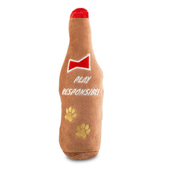 Haute Diggity Dog Barkweiser Beer Bottle toy embroidered details add style to daily fetch.