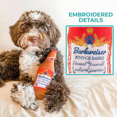 Haute Diggity Dog Barkweiser Beer Bottle plush material feels soft yet durable for hours of cuddly play.