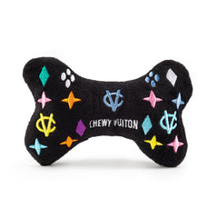 Haute Diggity Dog monogram bone plush close-up highlighting soft fabric and durable squeaker.