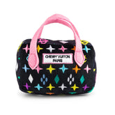 Juguete bolso Haute Diggity Dog Chewy Vuiton negro, para juego.