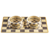 Haute Diggity Dog Checker Chewy Vuiton bowls showcase chic dining for pets