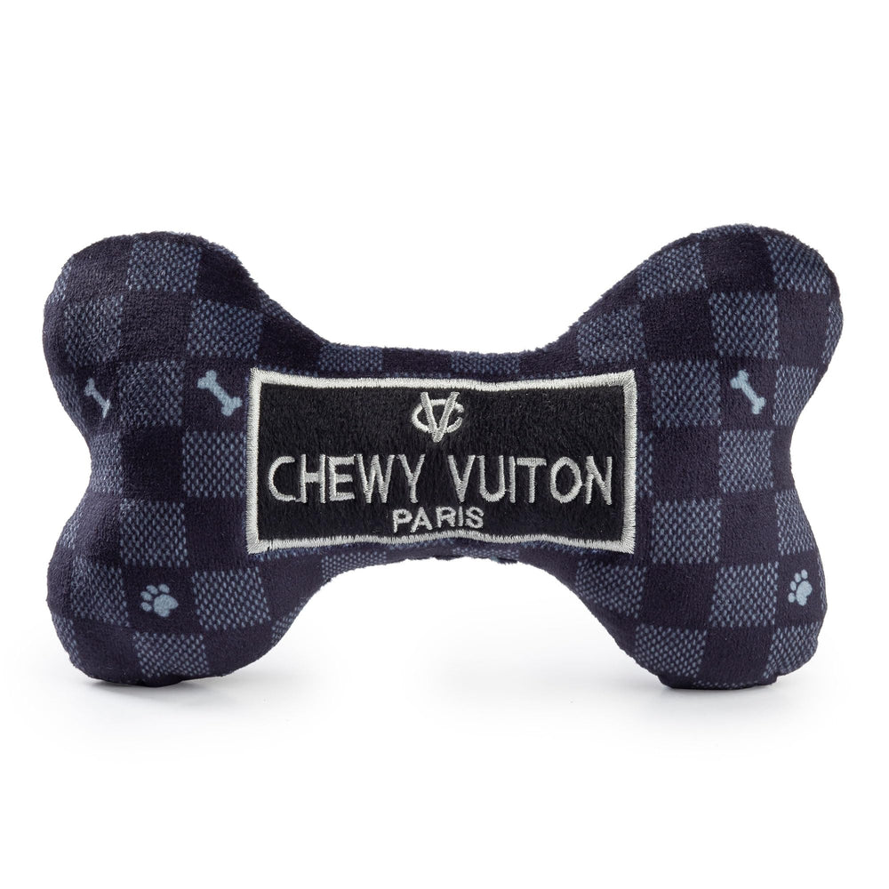 Haute Diggity Dog Chewy Vuiton Bone in black checker for fun fetch sessions.