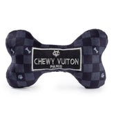 Haute Diggity Dog Chewy Vuiton Bone in black checker for fun fetch sessions.