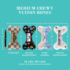 Haute Diggity Dog Chewy Vuiton bones white monogram for interactive squeaker play