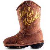 Haute Diggity Dog cowboy boot plush toy front view with hidden squeaker for engaging play.