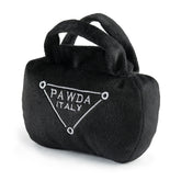 Haute Diggity Dog Pawda Handbag exterior in black velvet for stylish fetch play.