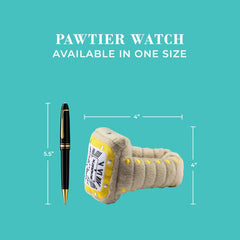 Haute Diggity Dog Pawtier Watch plush texture for soft, durable play across dog breeds.
