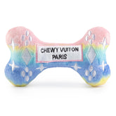Haute Diggity Dog Pink Ombre Chewy Vuiton Bone close-up with squeaker for interactive play.
