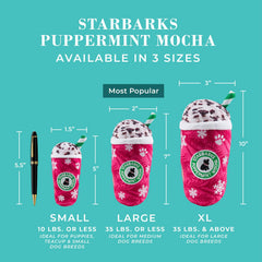 Haute Diggity Dog Starbarks Puppermint Mocha red-white plush exterior sparks festive cheer