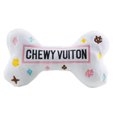 Haute Diggity Dog White Chewy Vuiton Bone exterior plush boosts playtime fashion.