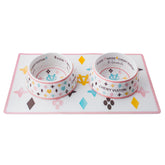 Haute Diggity Dog White Chewy Vuiton bowls pair shown for stylish, durable mealtime.