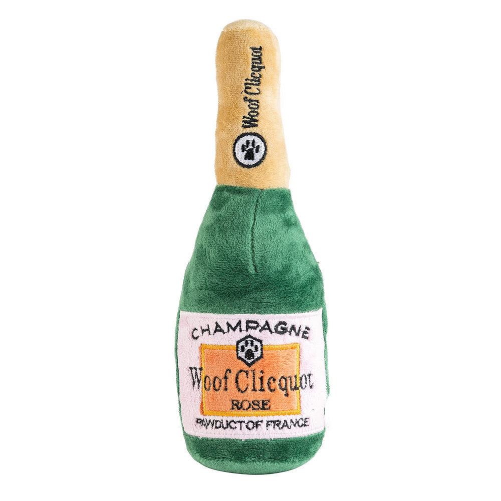 Haute Diggity Dog Woof Clicquot Rose' toy front view for engaging fetch and style.