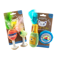 Haute Diggity Kitty Clicquot bottle plush toy provides playful enrichment for cats.