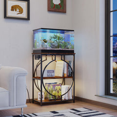 HavenlyYouth 3-tier aquarium stand with storage keeps accessories organized.
