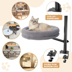 HavenlyYouth cat desk bed 360-degree rotation offers flexible viewing spots without disturbing you.