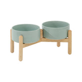 Havniva ceramic raised dog bowl on light-green stand for easy feeding