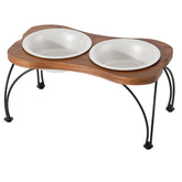 Havniva ceramic raised double-bowl left view shows ergonomic design for comfortable eating.