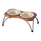 Havniva ceramic raised double-bowl set with non-slip stand for comfortable mealtimes.