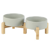Havniva ceramic raised bowls with stand in grey for stable feeding for small pets.