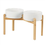Havniva ceramic raised double bowls on stand promote comfortable feeding for large dogs