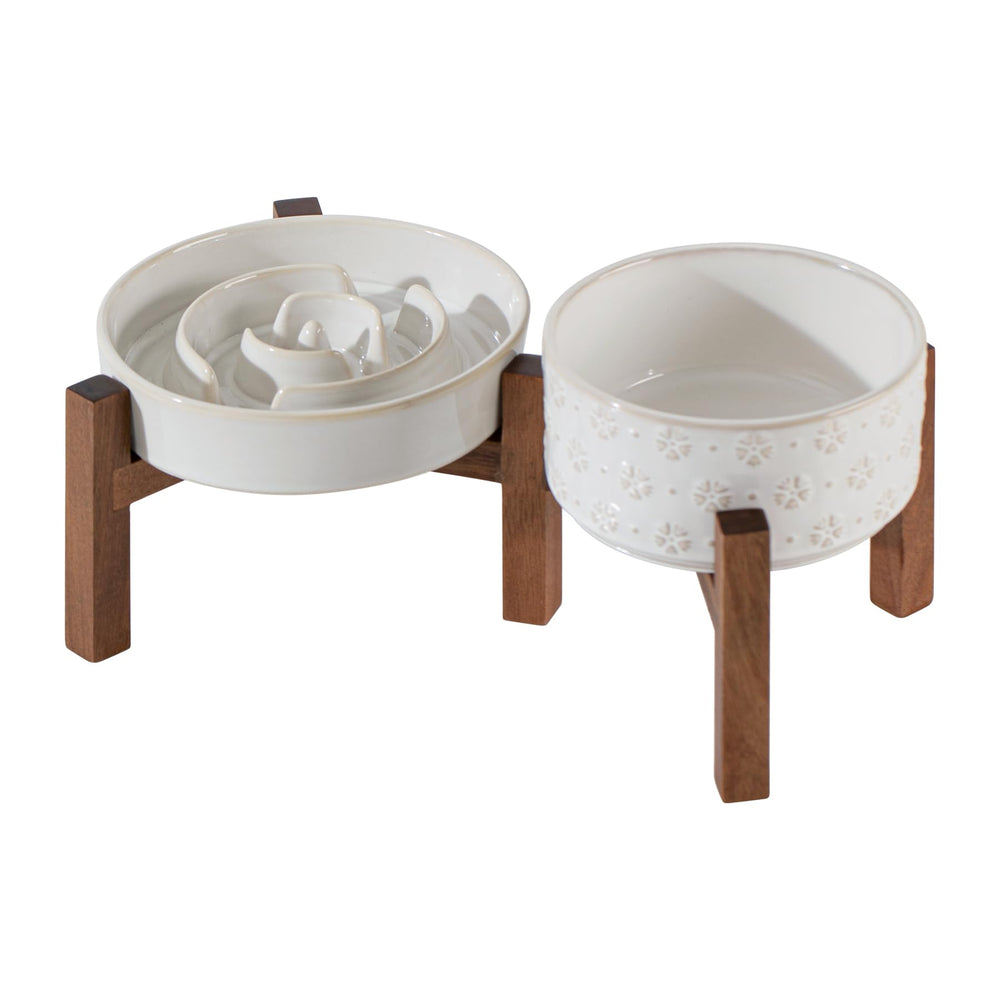 Havniva ceramic raised slow-feeder bowl 6.1 inch promotes slower eating and comfortable posture.