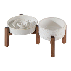 Havniva ceramic raised slow-feeder bowl 6.1 inch promotes slower eating and comfortable posture.