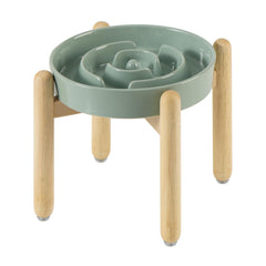 Havniva ceramic raised slow feeder bowl promotes steady eating with ridges