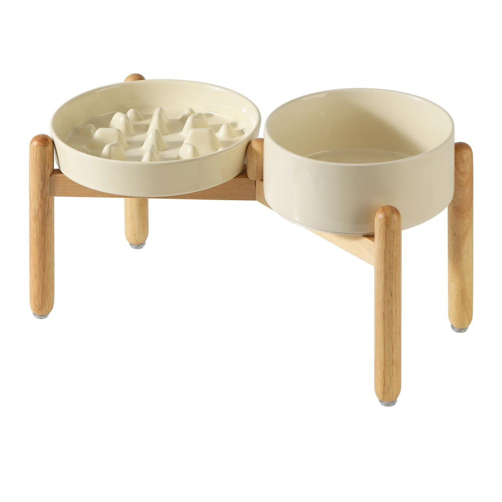 Havniva ceramic raised slow feeder dish promotes slower eating for better digestion