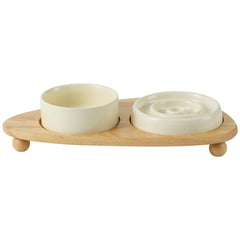 Havniva ceramic slow cat bowl circle 6inch with ridges promoting measured eating