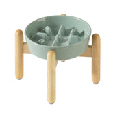 Havniva ceramic slow feeder bowl in light green reduces eating speed and supports healthier meals.