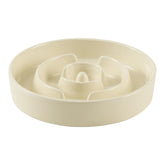 Havniva ceramic slow feeder bowl with ridges in beige promotes slower eating