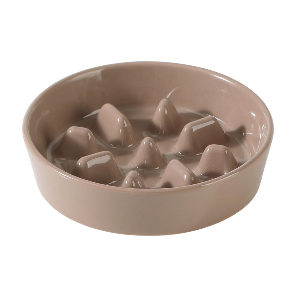 Havniva ceramic slow feeder dog bowl close-up shows meal-lengthening ridges to slow eating.