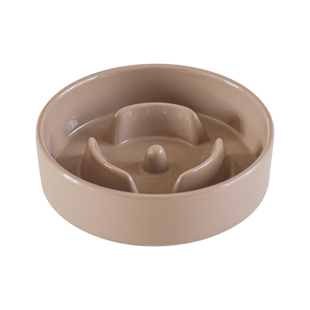 Havniva ceramic slow feeder dog bowl top view shows ridges for slower eating