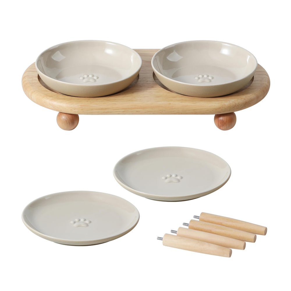 Havniva raised ceramic cat dishes with stand for comfortable multi-dish feeding.