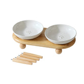 Havniva raised ceramic wide whisker-friendly cat dish, top view reduces whisker contact during meals