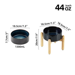 Havniva Starry Sky ceramic dog bowls on stand provide stable feeding.