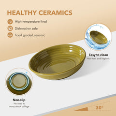 Havniva ceramic bowls top view emphasizes wide surface for whisker-friendly meals.